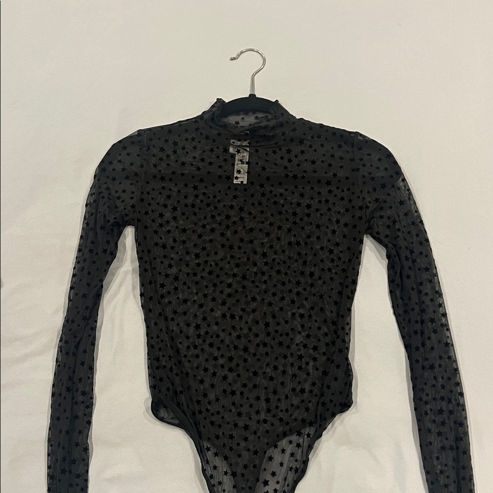 PINK Victoria's Secret Black Star Mesh Bodysuit